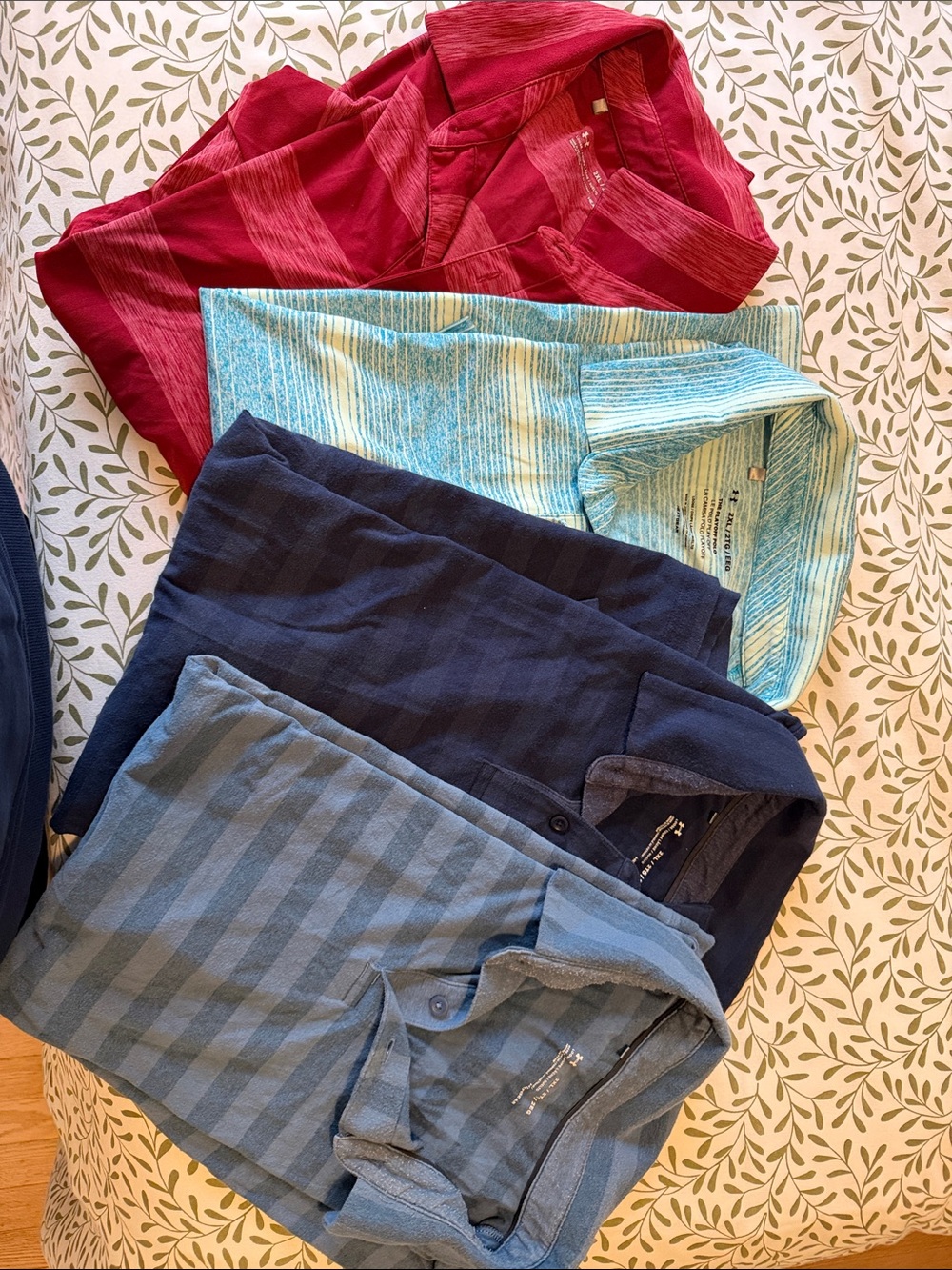 4 Under Armour Polos- Blue, Navy, Aqua & Red